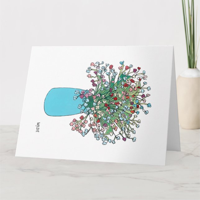 Blooming continuous line flowers in vase card (Front)