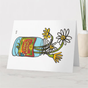 Blooming continuous line marmalade and flowers card
