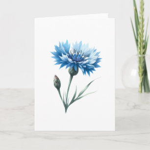 Blooming Cornflower with Closed Bud Greeting Card