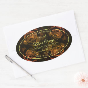 Blooming Dark Red Orange Roses Chic Product Labels