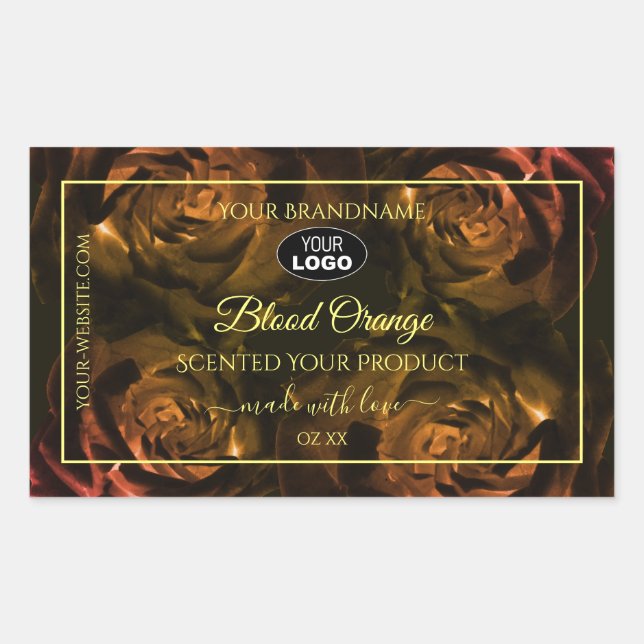 Blooming Dark Red Orange Roses Product Labels Logo (Front)