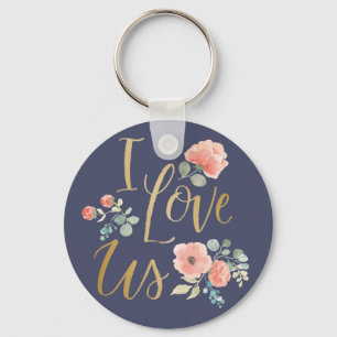 Blooming Delight Blue   I Love Us Keychain