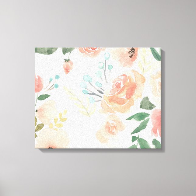 Blooming Delight | Pastel Peach Canvas Print (Front)