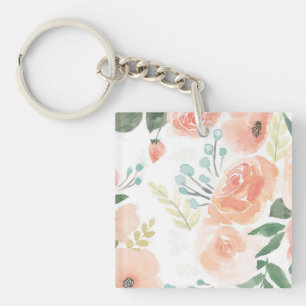 Blooming Delight   Pastel Peach Keychain