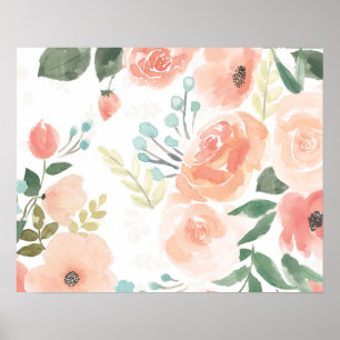 Blooming Delight   Pastel Peach Poster