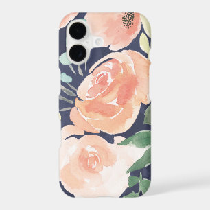 Blooming Delight Peach & Blue Roses & Poppies
