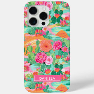 Blooming Desert Cacti Personalized iPhone 15 Pro Max Case