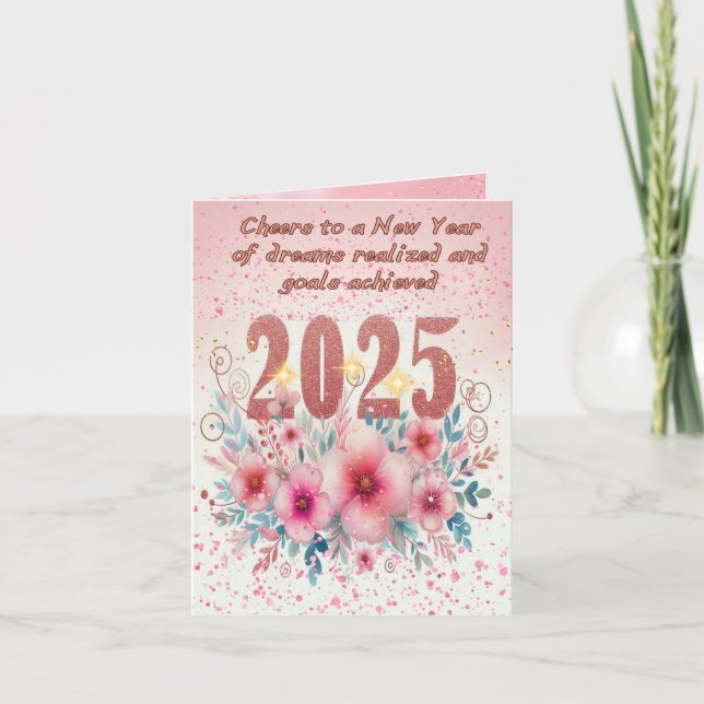 Blooming Dreams 2025 - Personalized New Year Card (Front)