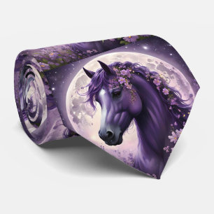 "Blooming Dreams: The Purple Floral Fantasy Horse" Tie