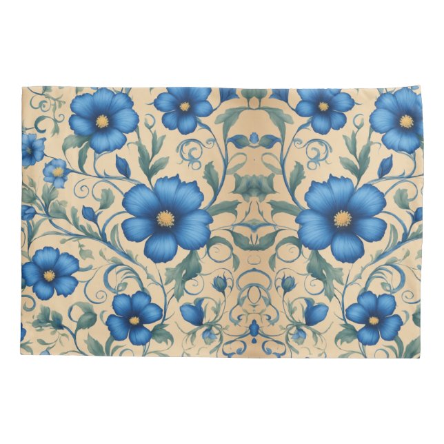 Blooming Elegance: Floral Design Pillowcase (Back)