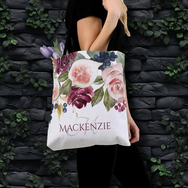 Blooming Figs | Elegant Floral Bridesmaid Keepsake Tote Bag (Creator Uploaded)