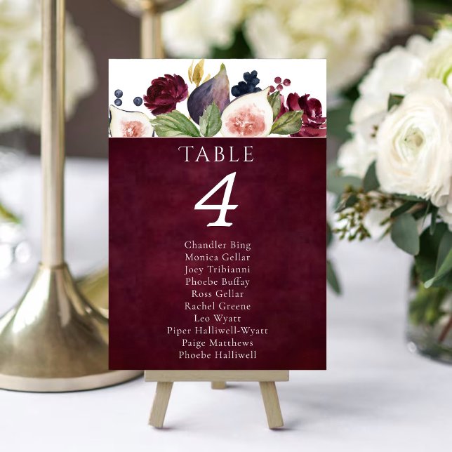 Blooming Figs | Moody Rustic Blossom Guest Names Table Number (Creator Uploaded)