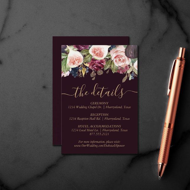 Blooming Figs | Moody Rustic Fruit Blossom Details Enclosure Card (Creator Uploaded)