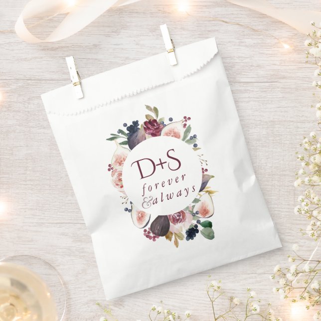 Blooming Figs | Moody Rustic Monogram Wreath Favour Bag (Clipped)