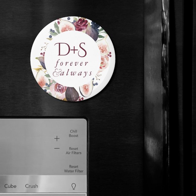 Blooming Figs | Moody Rustic Monogram Wreath Magnet (Creator Uploaded)
