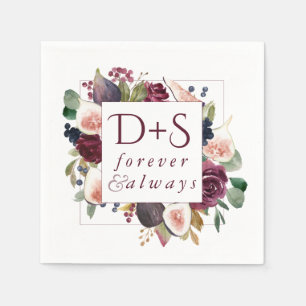 Blooming Figs Moody Rustic Monogram Wreath Napkin