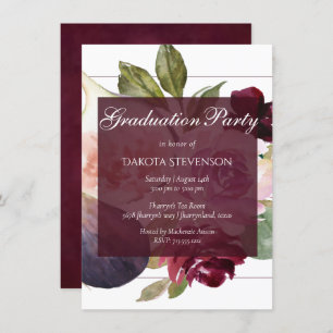 Blooming Figs   Rustic Fruit Blossoms Graduation Invitation