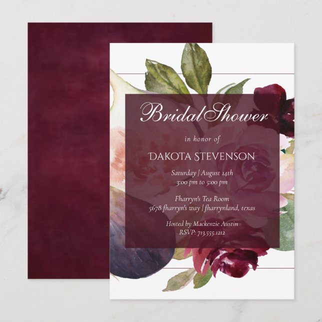 Blooming Figs | Rustic Fruit Moody Blossoms Shower Invitation (Front/Back)