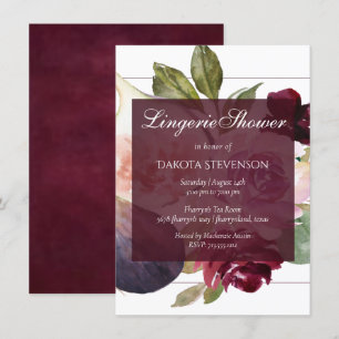 Blooming Figs   Rustic Fruit Moody Lingerie Shower Invitation
