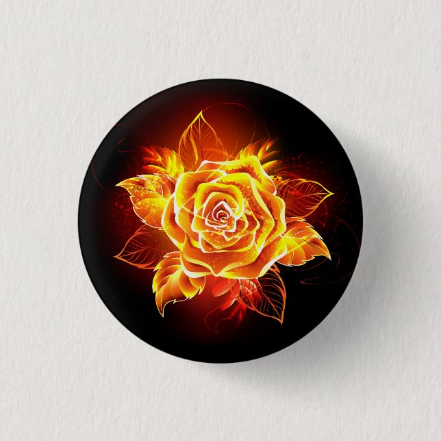 Blooming Fire Rose 1 Inch Round Button (Front)