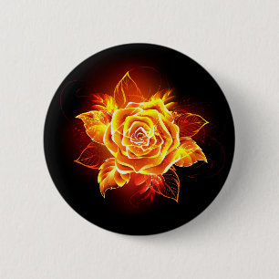 Blooming Fire Rose 2 Inch Round Button