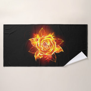 Blooming Fire Rose Bath Towel