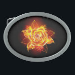 Blooming Fire Rose Belt Buckle<br><div class="desc">Blooming rose from fire and flame on black background.</div>