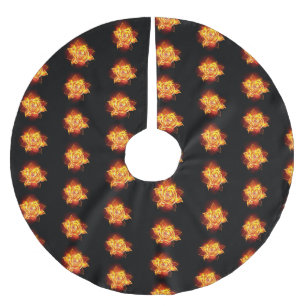 Blooming Fire Rose Brushed Polyester Tree Skirt