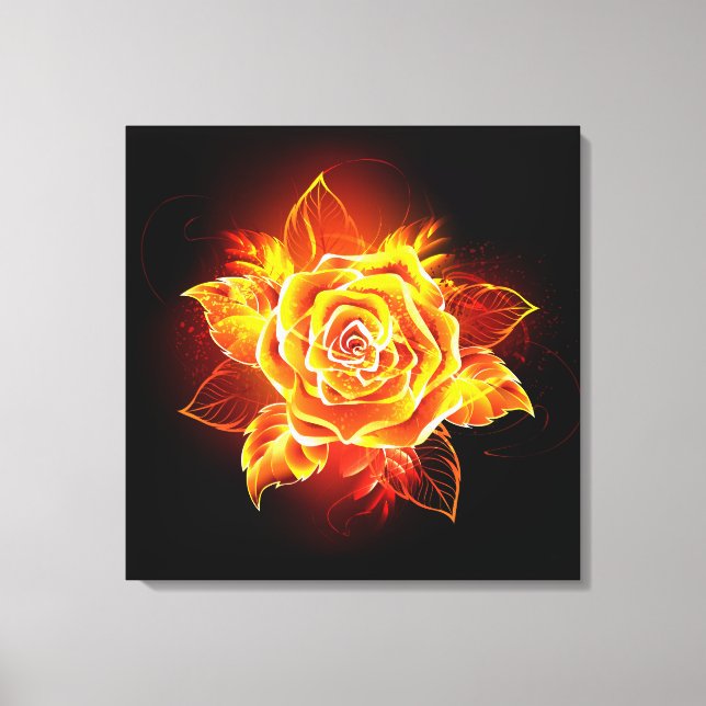 Blooming Fire Rose Canvas Print (Front)