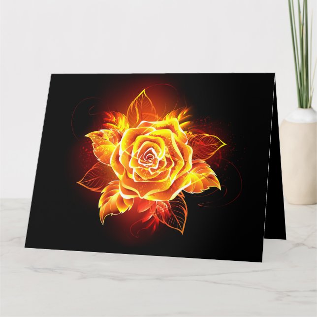 Blooming Fire Rose Card (Front)