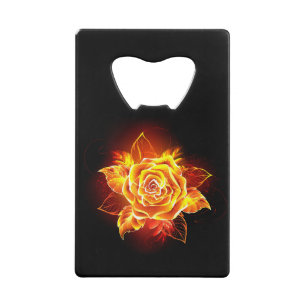 Blooming Fire Rose Credit Card Bottle Opener