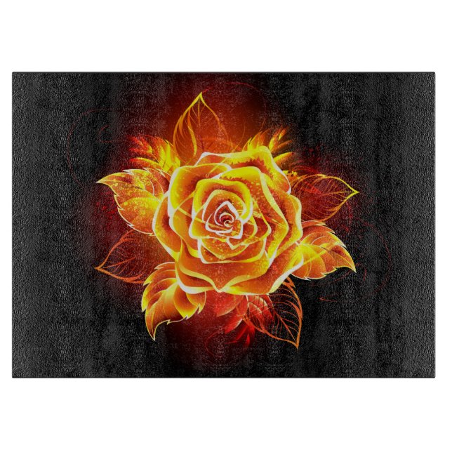 Blooming Fire Rose Cutting Board (Front)