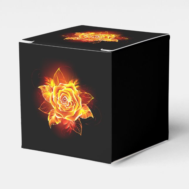 Blooming Fire Rose Favor Box (Front Side)