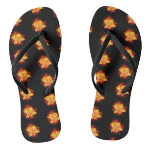 Blooming Fire Rose Flip Flops