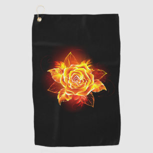 Blooming Fire Rose Golf Towel