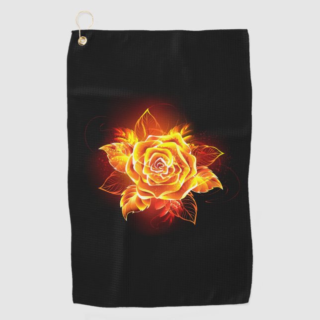 Blooming Fire Rose Golf Towel (Front)