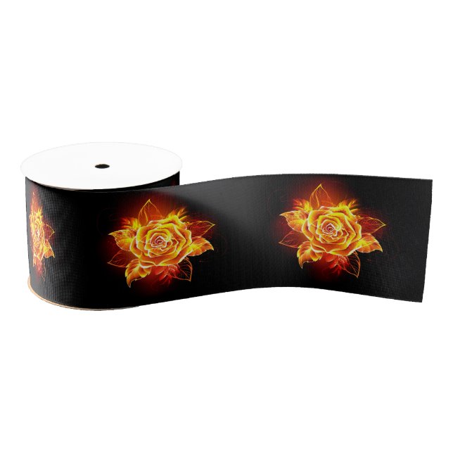 Blooming Fire Rose Grosgrain Ribbon (Spool)