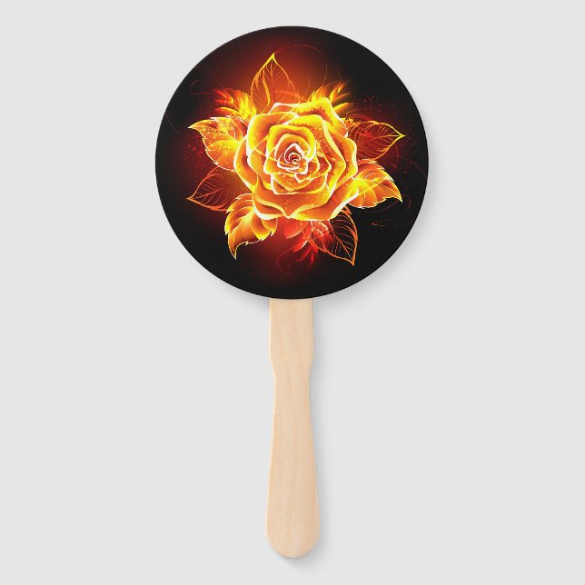 Blooming Fire Rose Hand Fan (Front)
