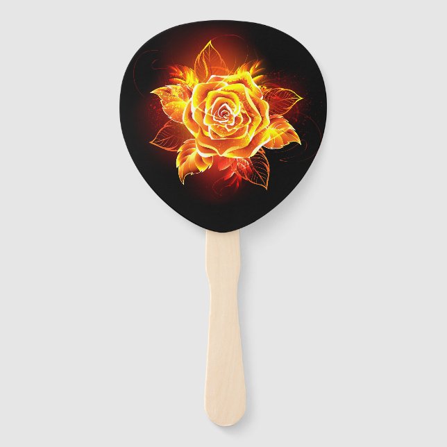 Blooming Fire Rose Hand Fan (Front)