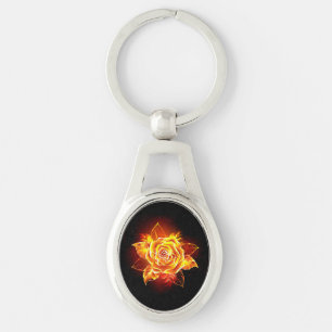 Blooming Fire Rose Keychain