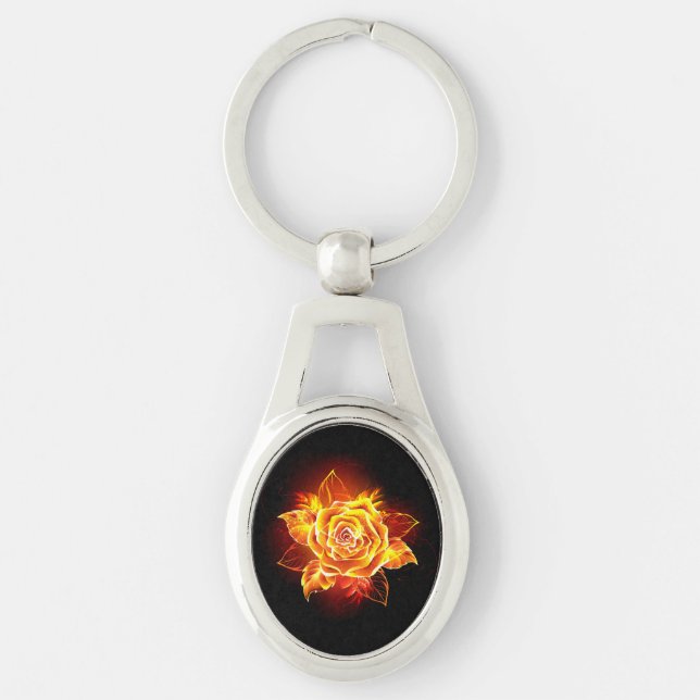 Blooming Fire Rose Keychain (Front)