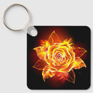 Blooming Fire Rose Keychain