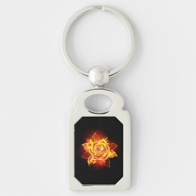 Blooming Fire Rose Keychain (Front)