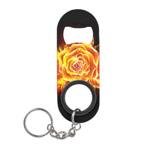 Blooming Fire Rose Keychain Bottle Opener