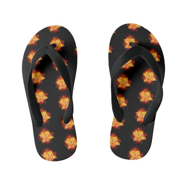 Blooming Fire Rose Kid's Flip Flops (Footbed)