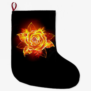Blooming Fire Rose Large Christmas Stocking
