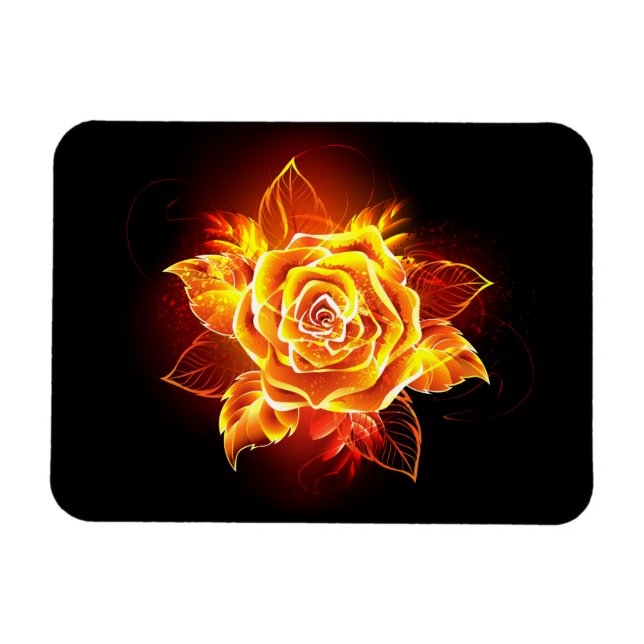 Blooming Fire Rose Magnet (Horizontal)