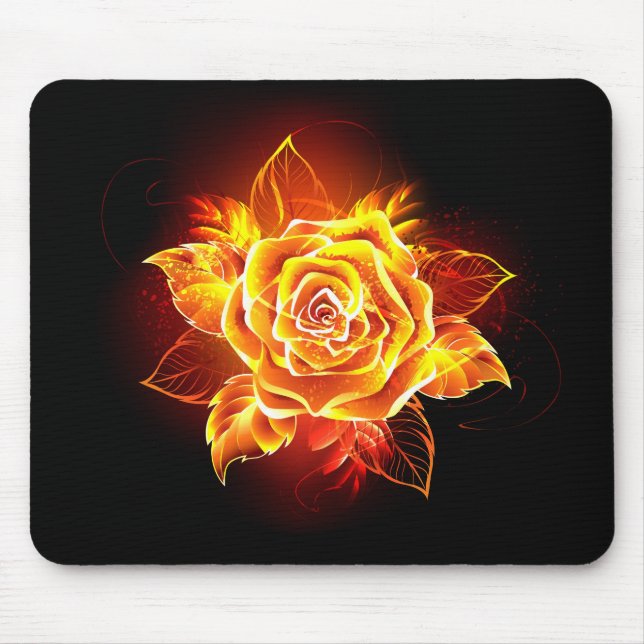 Blooming Fire Rose Mouse Pad (Front)