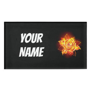 Blooming Fire Rose Name Tag