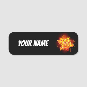Blooming Fire Rose Name Tag